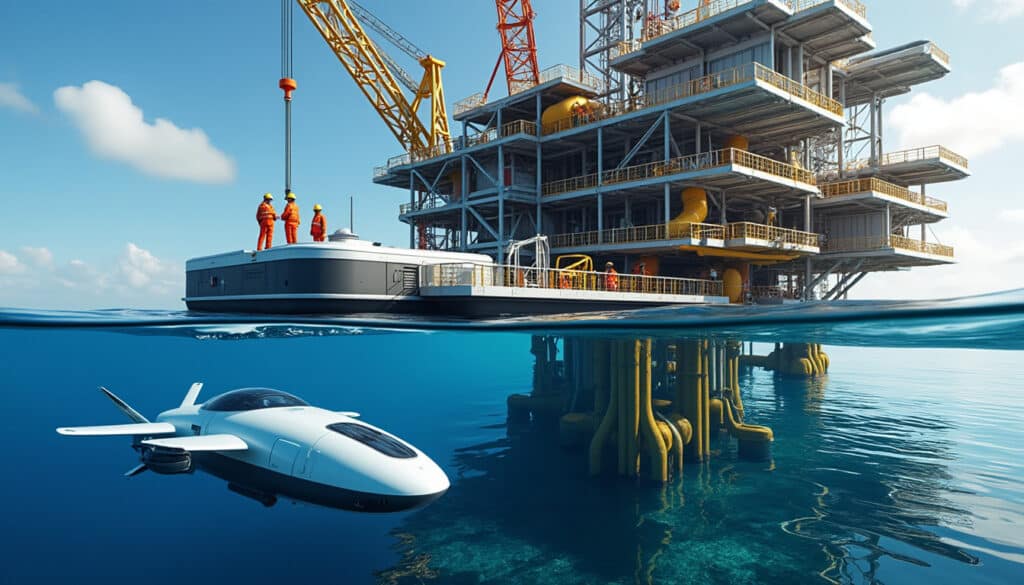 découvrez comment la maintenance des plateformes pétrolières offshore s'optimise grâce à l'utilisation innovante de drones sous-marins pour des inspections efficaces et sécurisées.